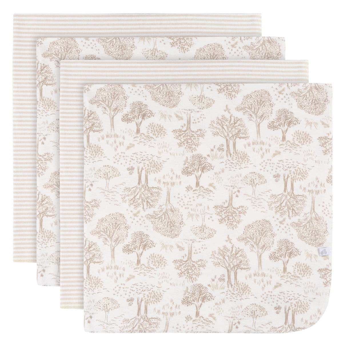 4-Pack Baby Neutral Tan Cotton Flannel Blanket