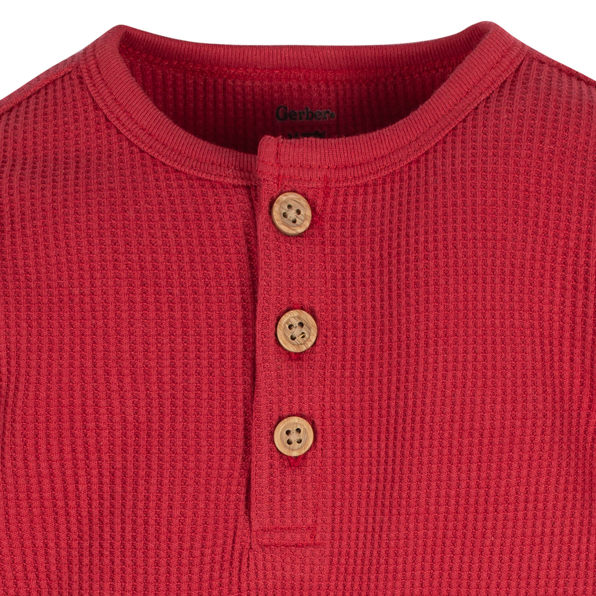 2-Pack Baby Boys Red & Heather Gray Long Sleeve Henley Onesies Bodysuits, view 7
