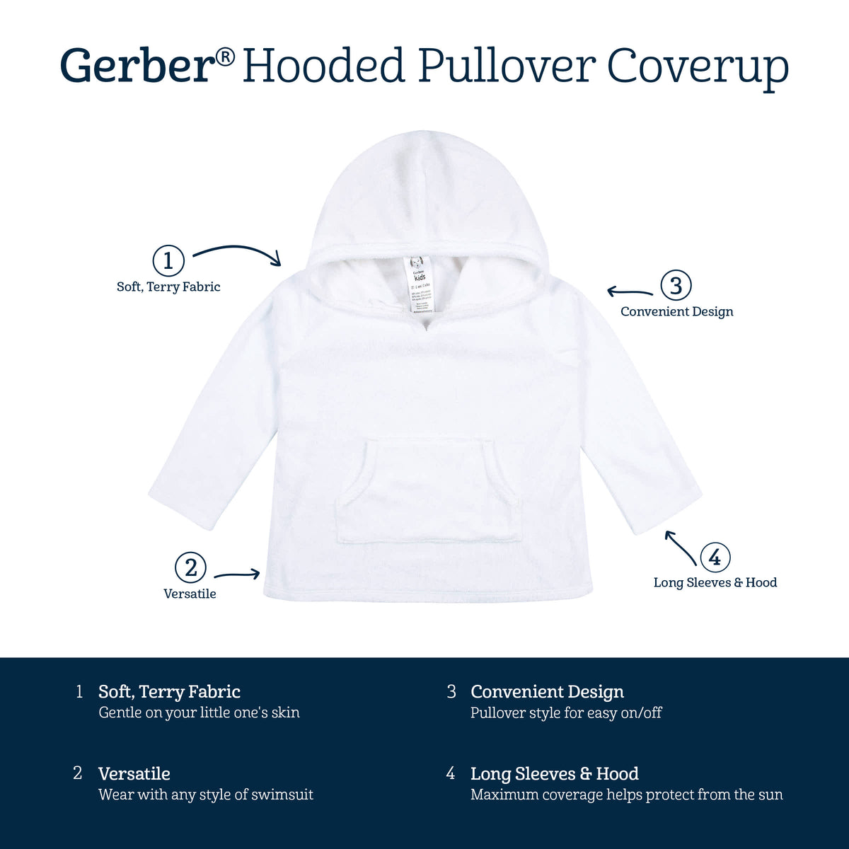 Baby & Toddler Navy Hooded Kangaroo Pocket Terry Coverup, view 10