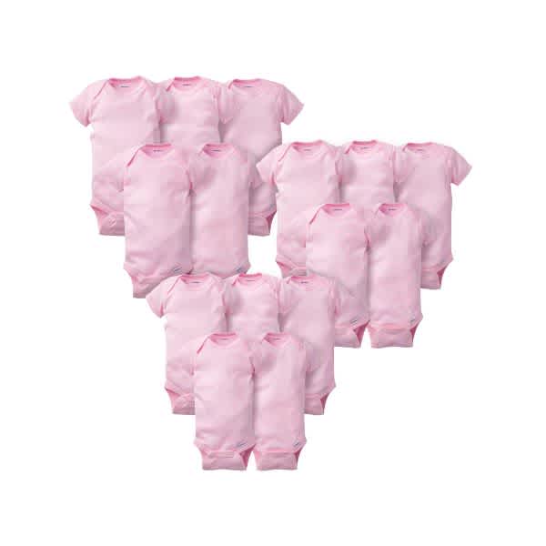 15-Pack Solid Pink Grow-With-Me Onesies Bodysuits