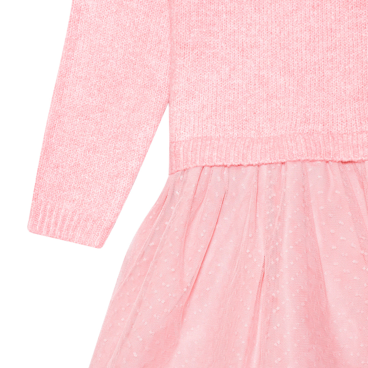 Infant & Toddler Girls Pink Sweater Dress With Tulle Skirt, view 3
