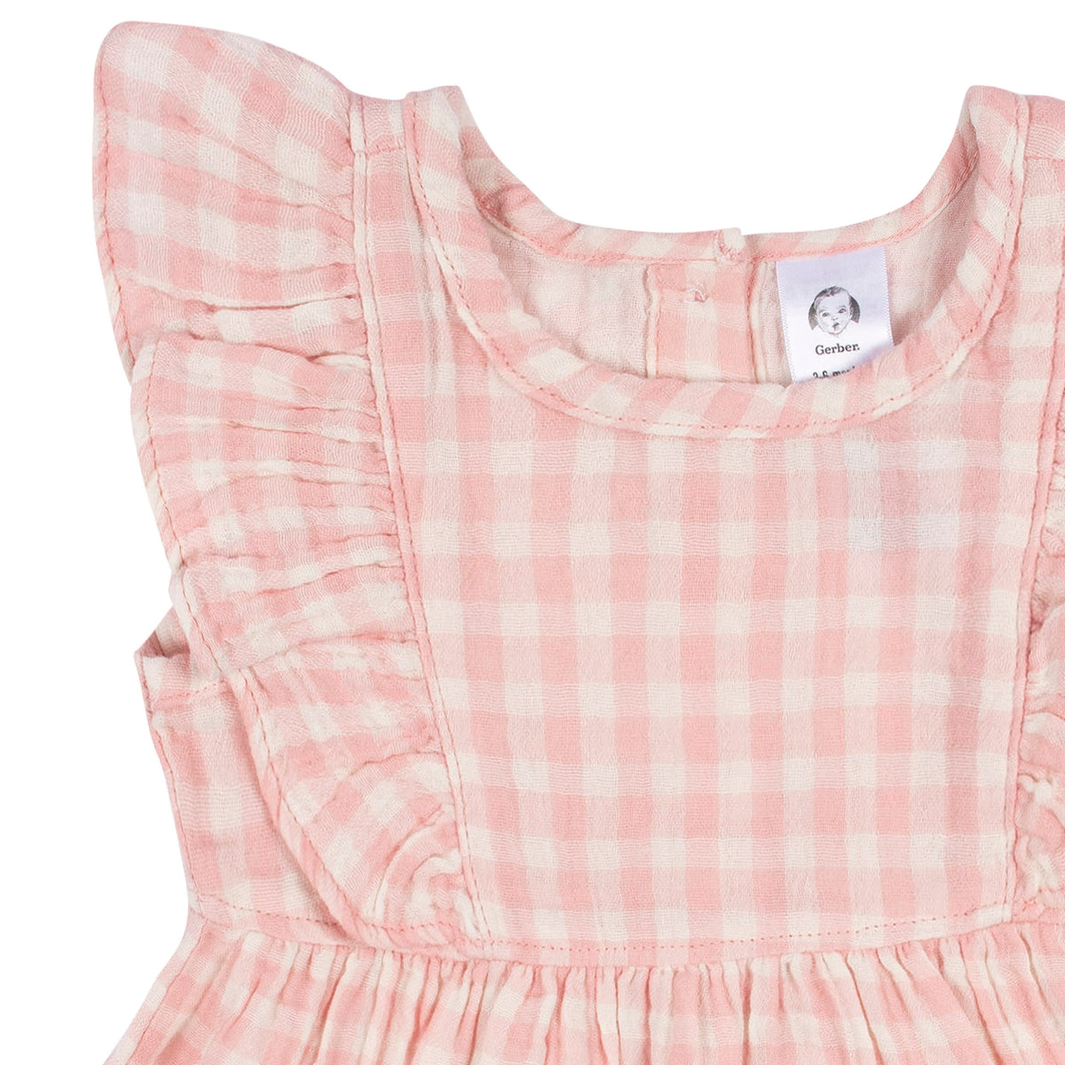 2-Piece Baby & Toddler Girls Gingham Gauze Dress & Diaper Cover Set, view 9