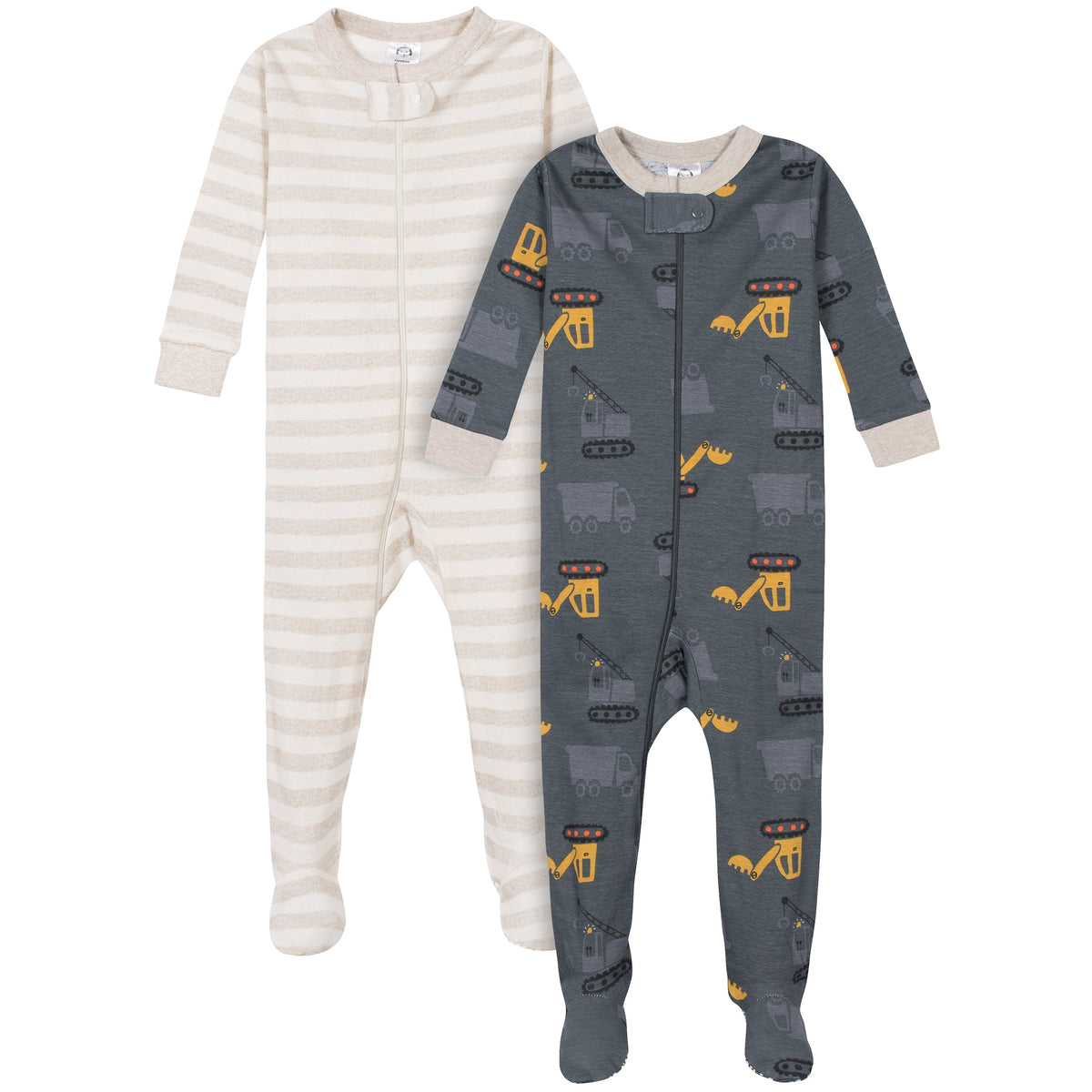 2-Pack Boys Dump Truck Snug Fit Footed Cotton Pajamas