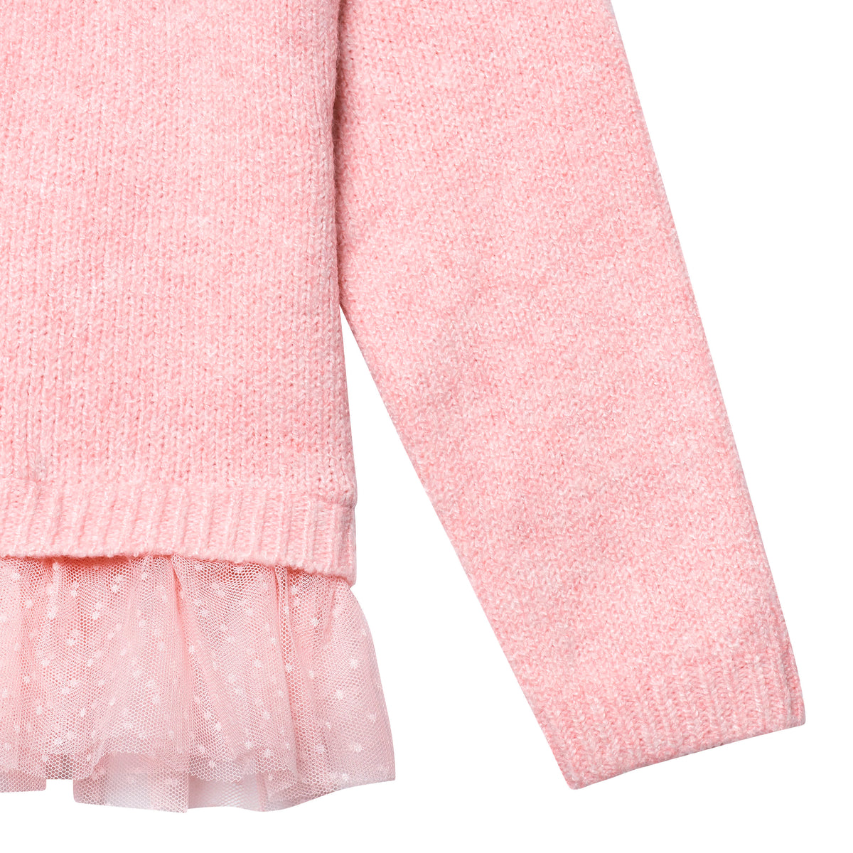 Infant & Toddler Girls Pink Sweater With Tulle Trim, view 7