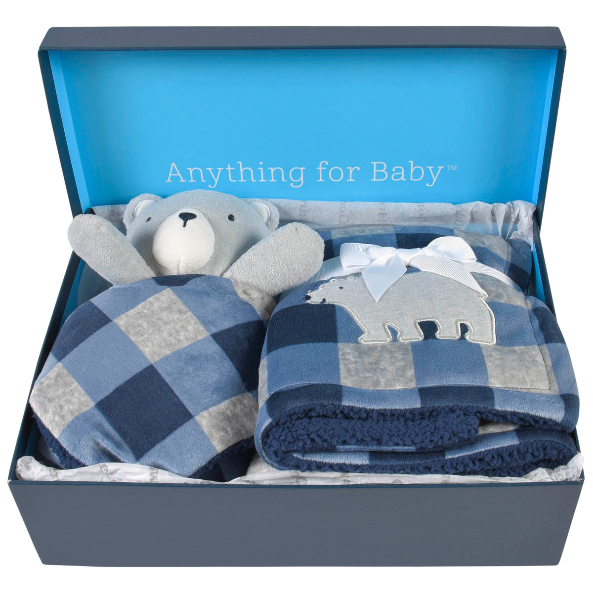 2-Piece Baby Boys Bear Plush Blanket & Security Blanket Set, view 2