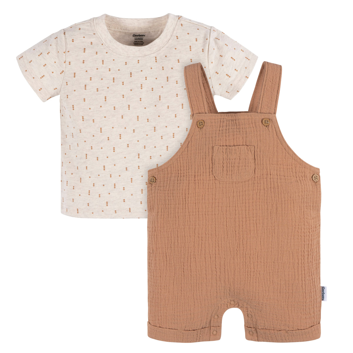 2-Piece Baby Neutral Dots Romper and T-Shirt, view 2