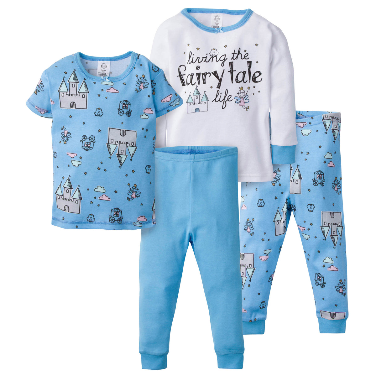 4-Piece Baby Girls Fairy Tale Cotton Pajamas
