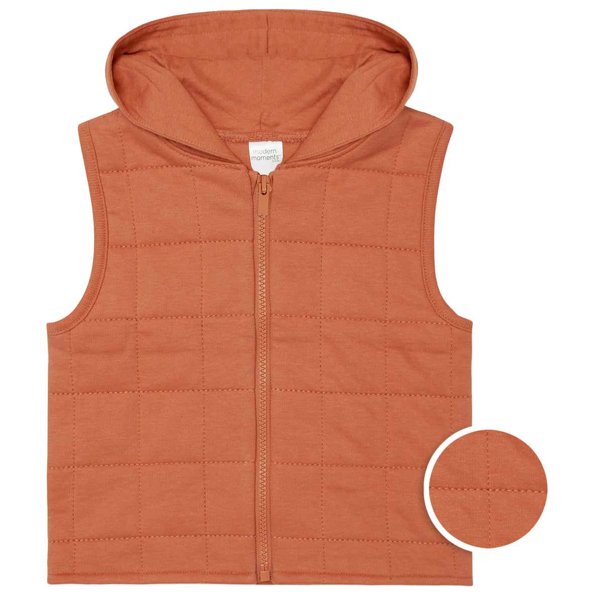 Modern Moments by Gerber Infant & Toddler Boys Orange Quilted Hooded Vest