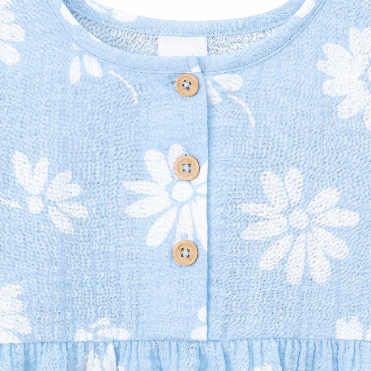 Infant & Toddler Girls Blue Floral Gauze Dress, view 2
