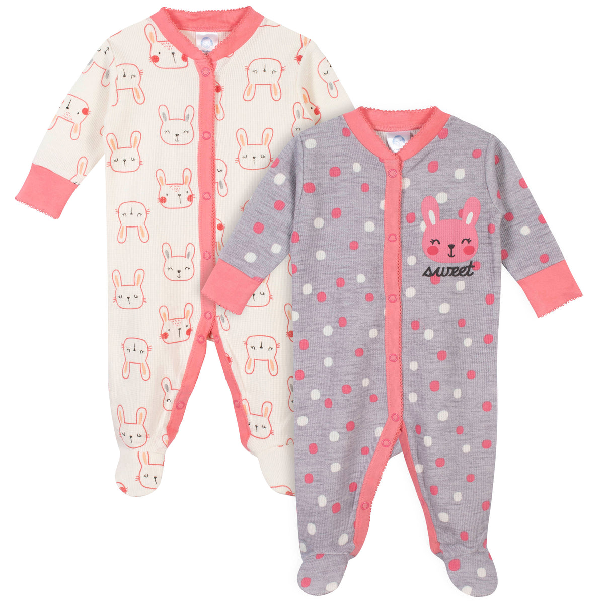 2-Pack Baby Girls Bunny Thermal Sleep N' Plays