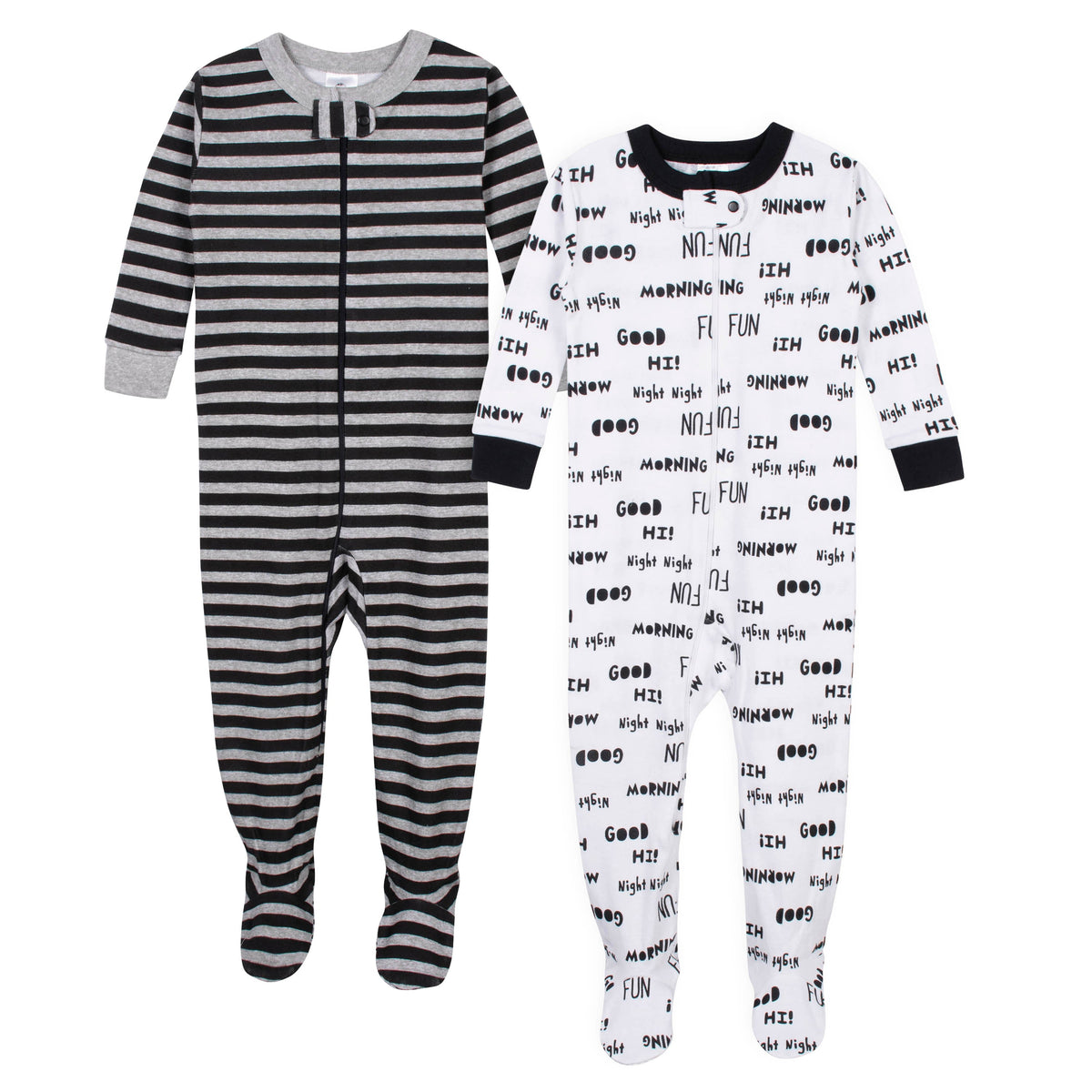 2-Pack Organic Baby Boys Text Snug Fit Footed Pajamas