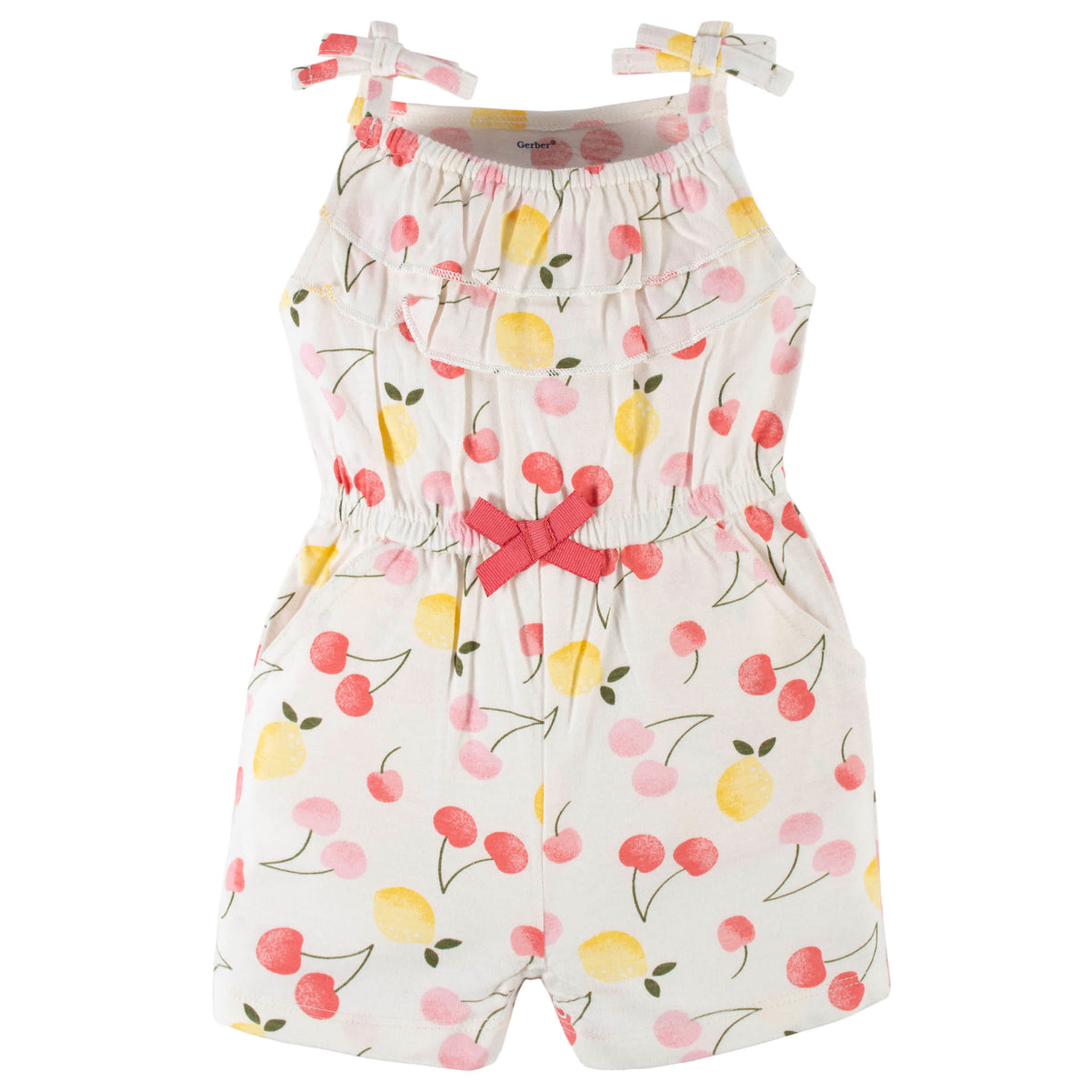 2-Pack Baby & Toddler Girls Cherry Kisses Tank Rompers, view 5