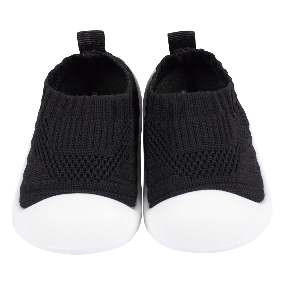 Baby Boys Black Stretchy Knit Slip-On Sneaker, view 3