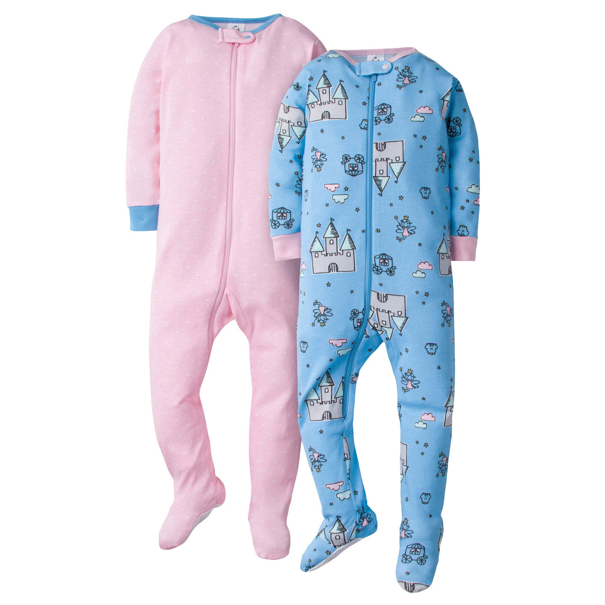 2-Pack Baby Girls Fairytale Snug Fit Footed Pajamas
