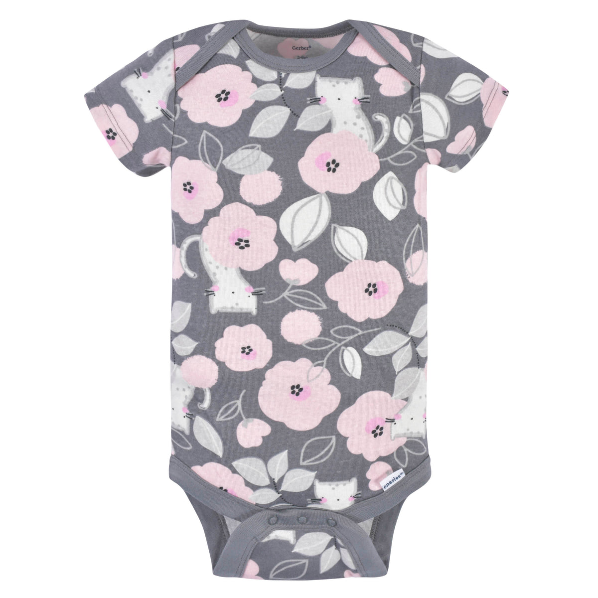 3-Pack Baby Girls Floral Short Sleeve Onesies Bodysuits, view 5