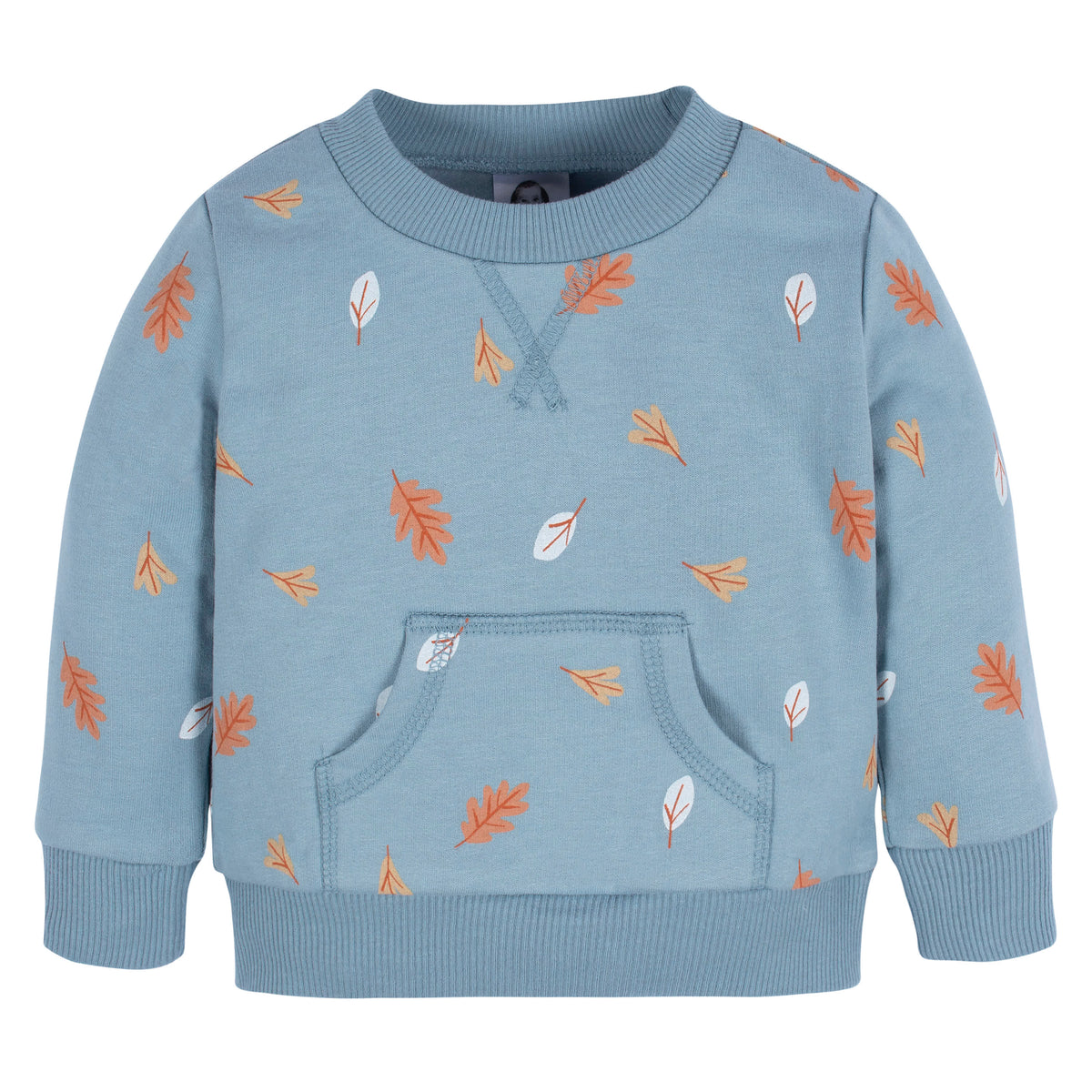 2-Piece Baby & Toddler Boys Blue Leaves Sweatshirt & Pant Set, view 3