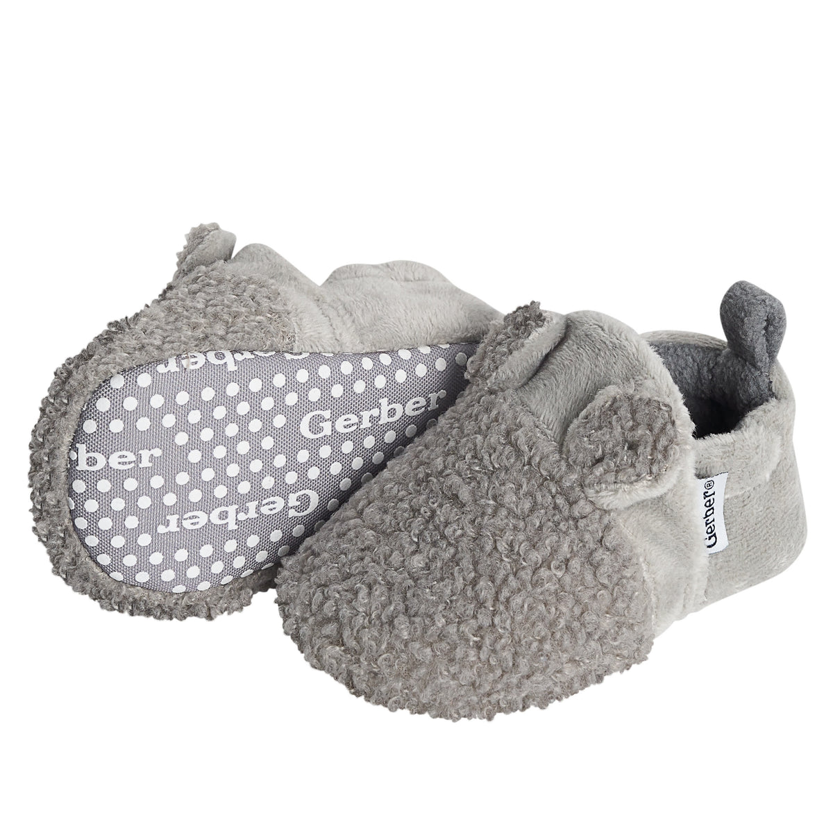 Baby Neutral Gray Sherpa Booties, view 5