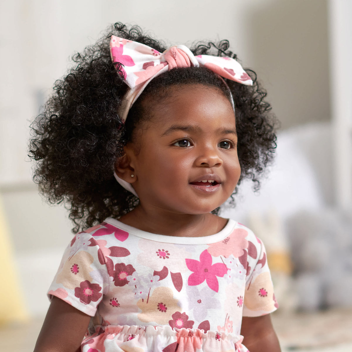 3-Piece Baby & Toddler Girls Cherry Blossom Dress, Diaper Cover & Headband Set, view 3