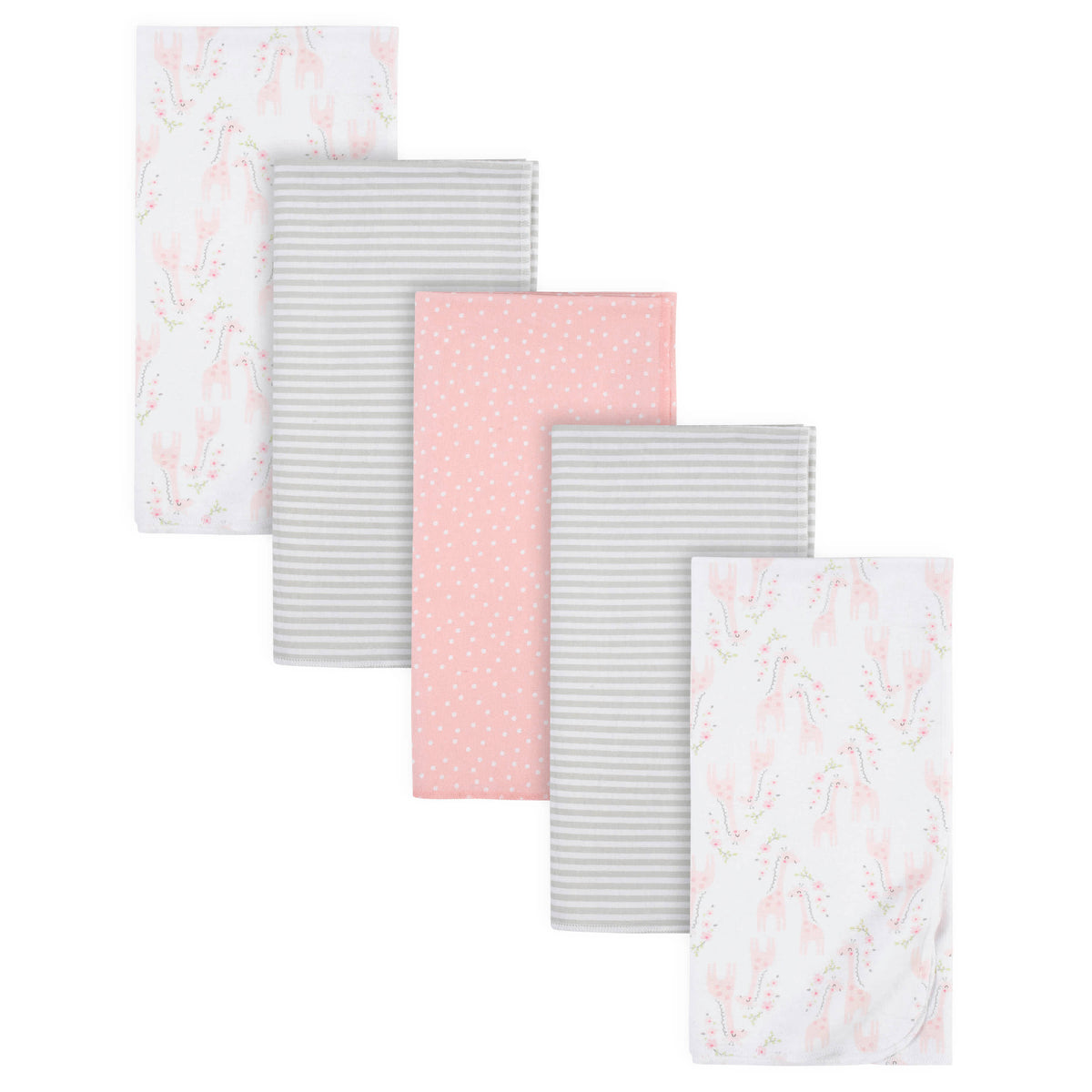 5-Pack Baby Girls Mommy & Me Giraffe Flannel Receiving Blankets