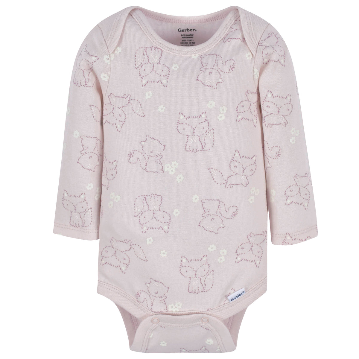 3-Pack Baby Girls Purple Woodland Long Sleeve Onesies Bodysuits, view 6