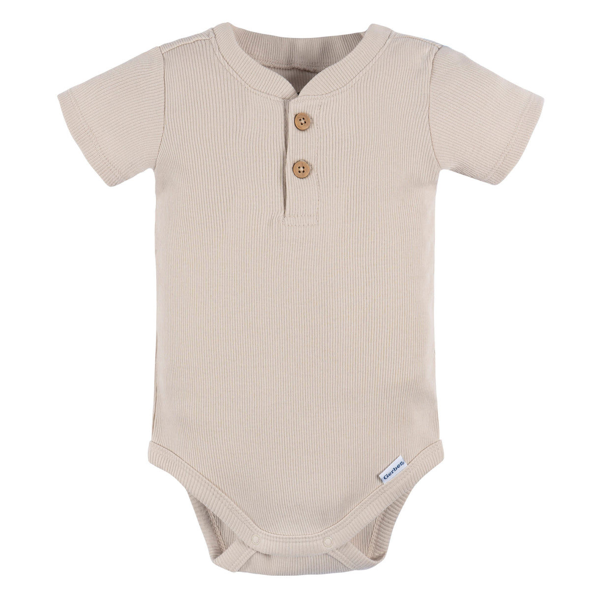 2-Piece Baby Boys Beige Bodysuit and Shorts Set, view 2