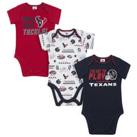 3-Pack Houston Texans Short Sleeve Bodysuits