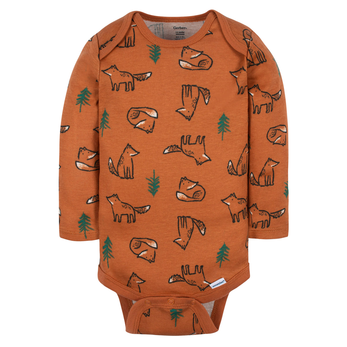 6-Pack Baby Boys Fox Long Sleeve Onesies Bodysuits, view 5