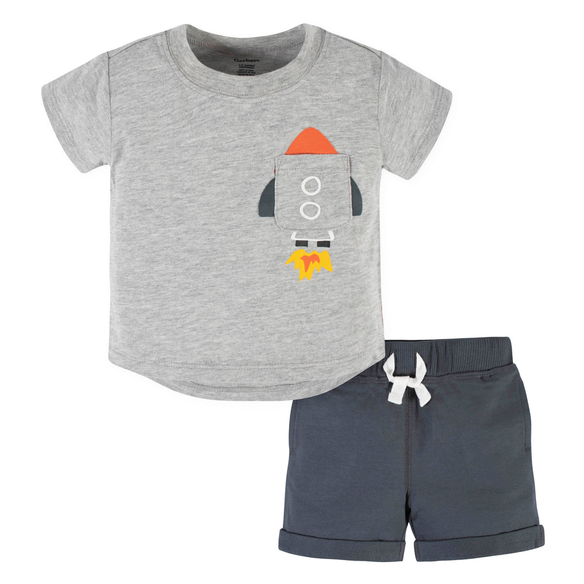 2-Piece Baby & Toddler Boys Blast Off Pocket Tee & Knit Shorts Set