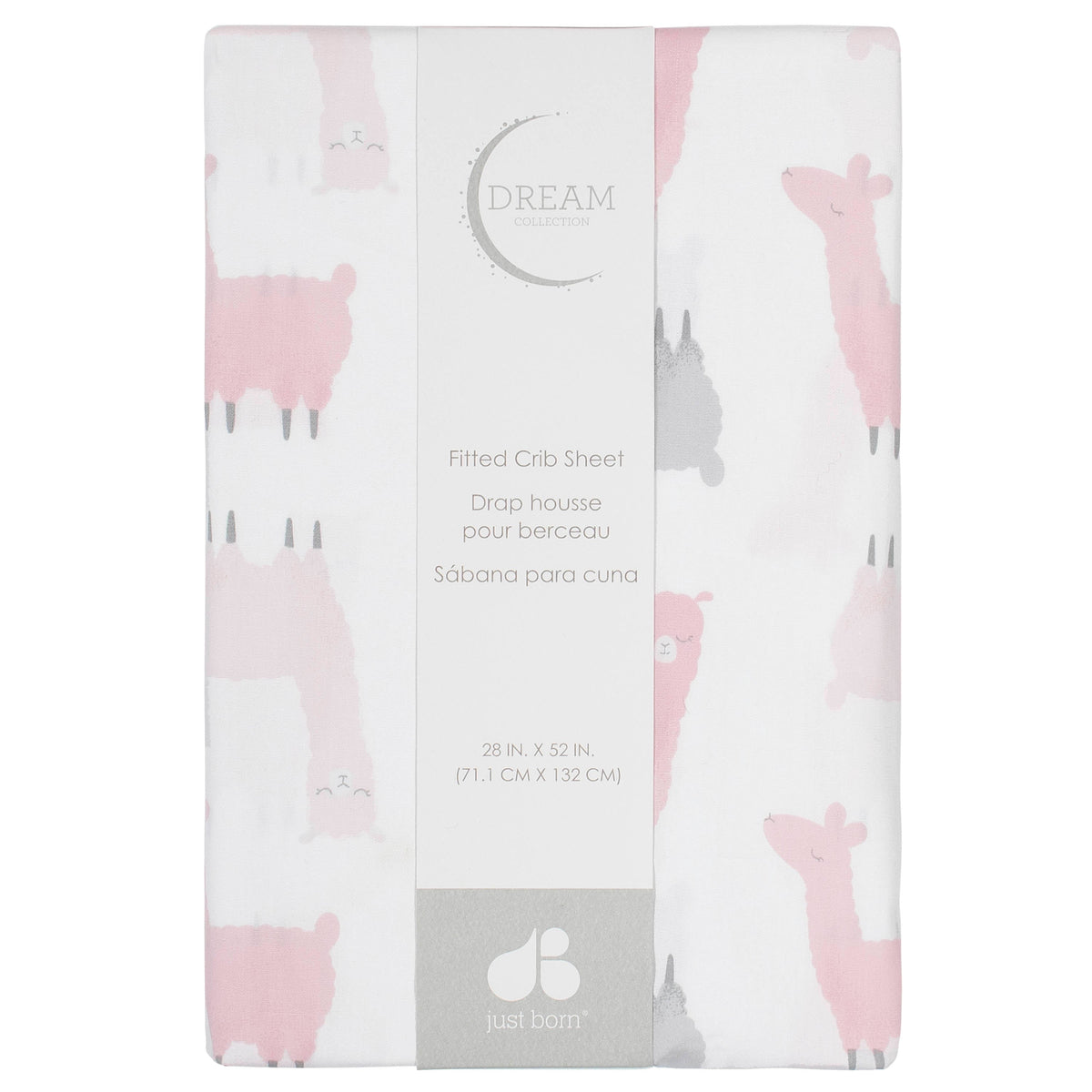 Baby Girls Pink Llama Ombre Printed Sheet, view 2