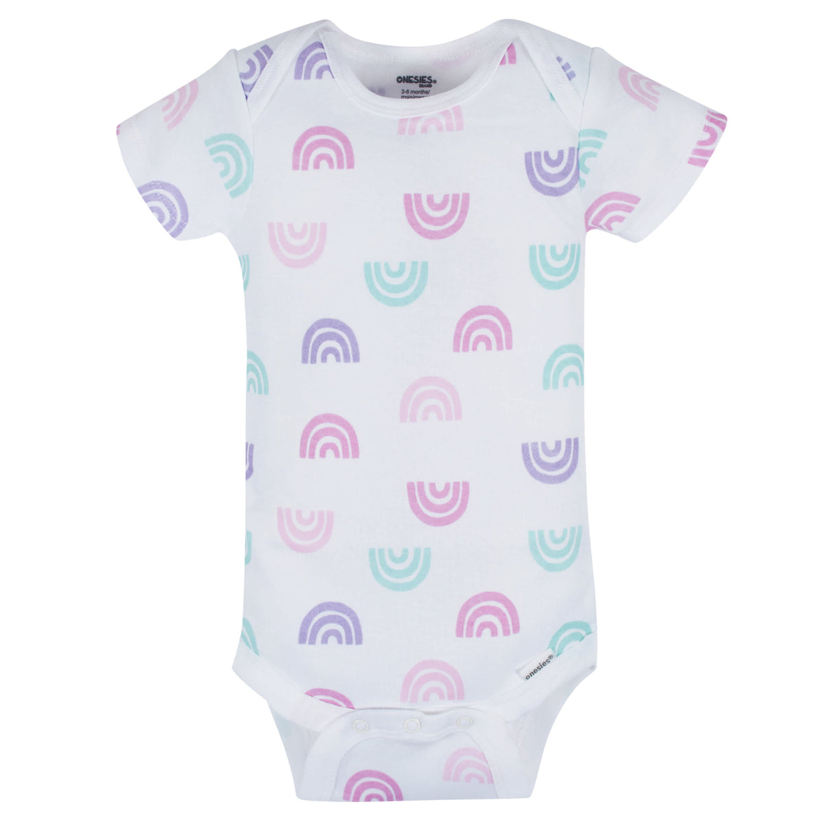 8-Pack Baby Girls Rainbow Floral Short Sleeve Onesies Bodysuits, view 3
