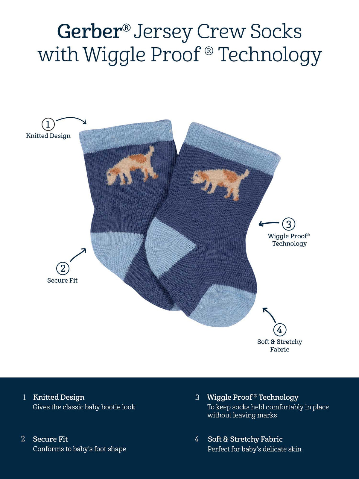 6-Pack Baby Boys Puppy Playground Wiggle Proof Socks, view 8
