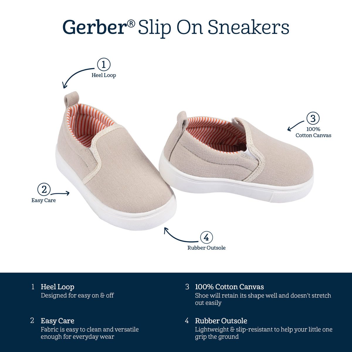 Infant & Toddler Boys Khaki Slip-On Sneaker, view 5