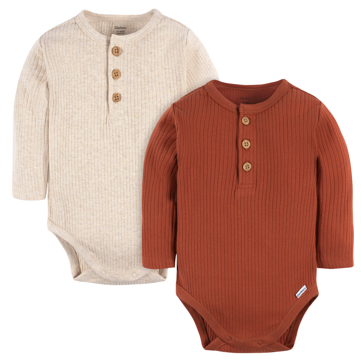 2-Pack Baby Boys Rust Oatmeal Heather Bodysuits