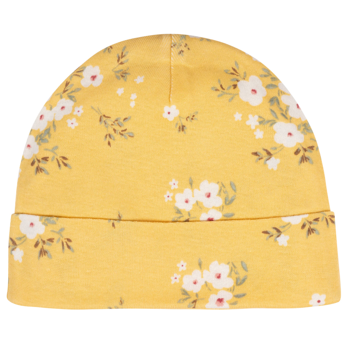 8-Piece Baby Girls Golden Floral No Scratch Mittens & Caps Set, view 4