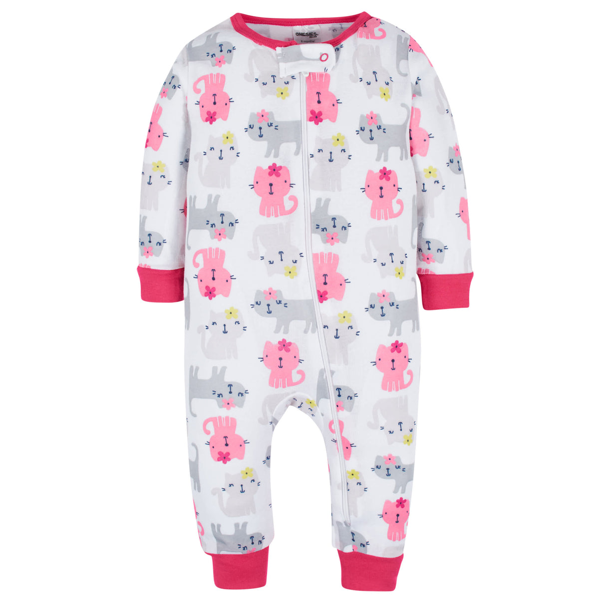 3-Pack Baby & Toddler Girls Dots & Kitties Snug Fit Footless Pajamas, view 4