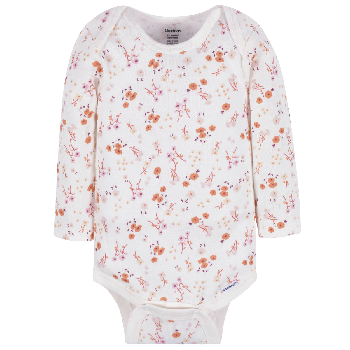 3-Pack Baby Girls Purple Woodland Long Sleeve Onesies Bodysuits, view 4