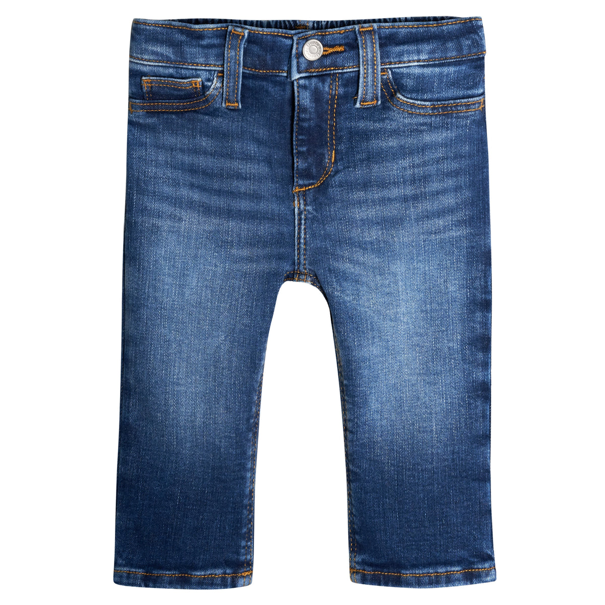 Baby Neutral Blue Straight Fit Jeans With Elastic Back, view 2