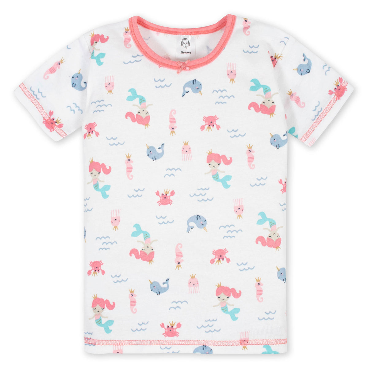 4-Piece Girls Mermaid Cotton Pajamas, view 2