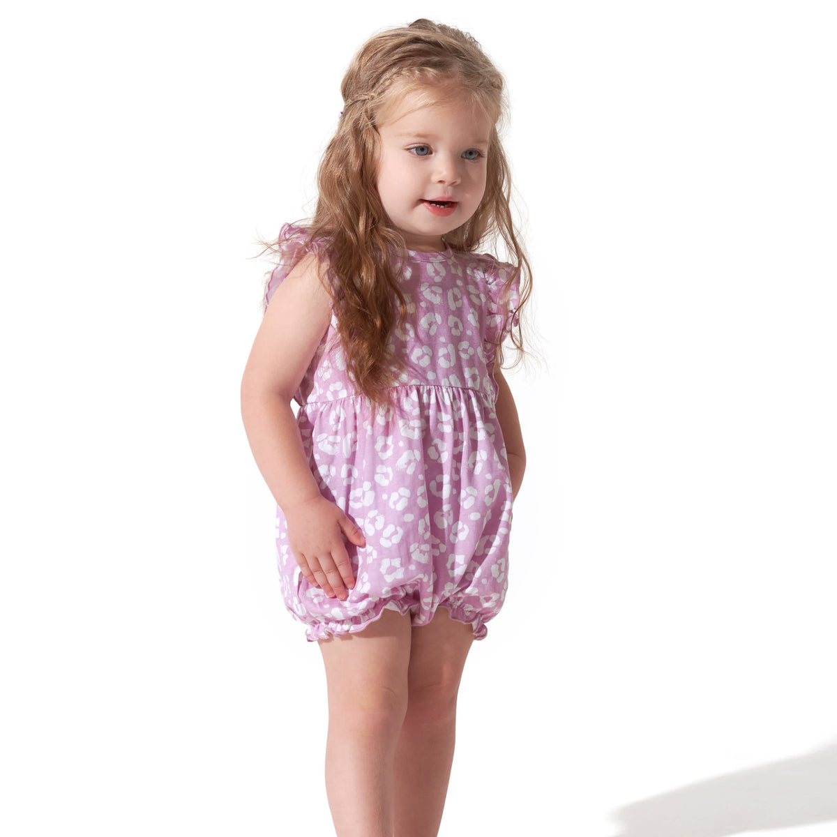 3-Pack Baby Girls Rainbow Floral Rompers, view 4