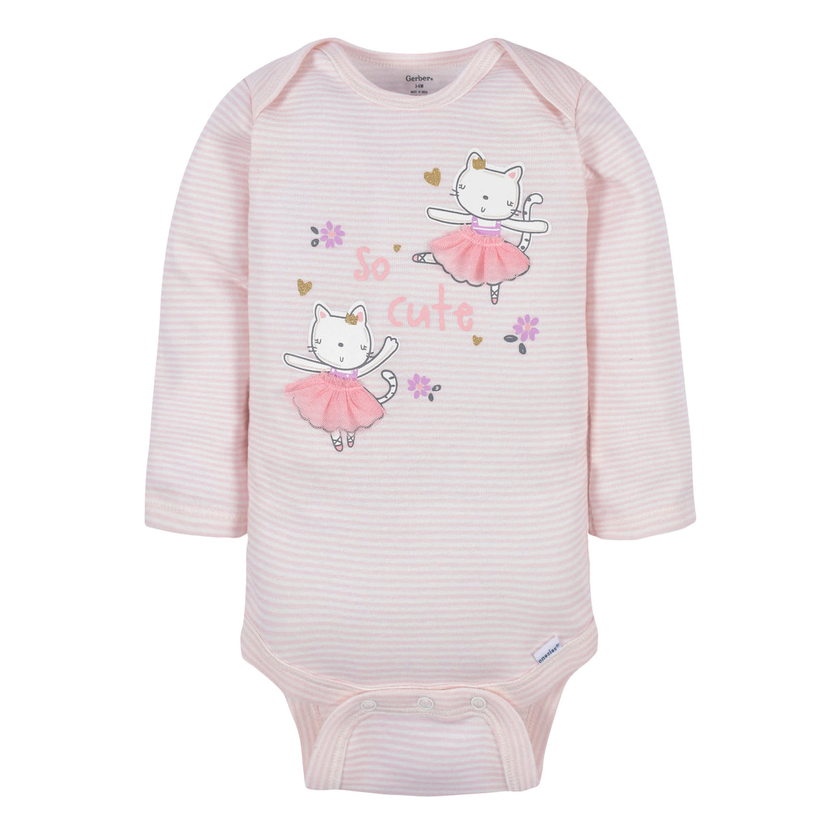 3-Pack Baby Girls Ballerina Long Sleeve Onesies Bodysuits, view 5