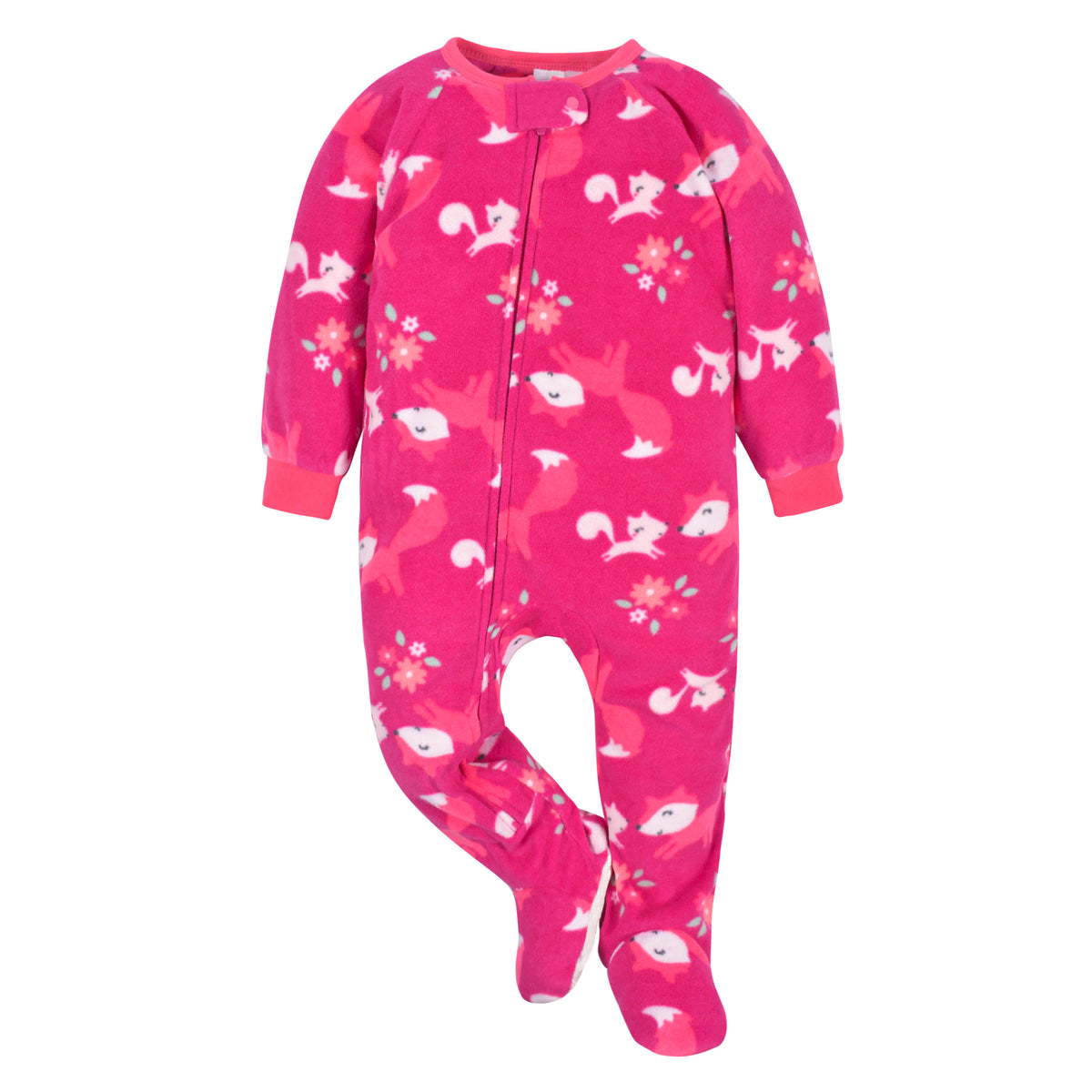 2-Pack Baby & Toddler Girls Pink Fox Fleece Pajamas, view 5