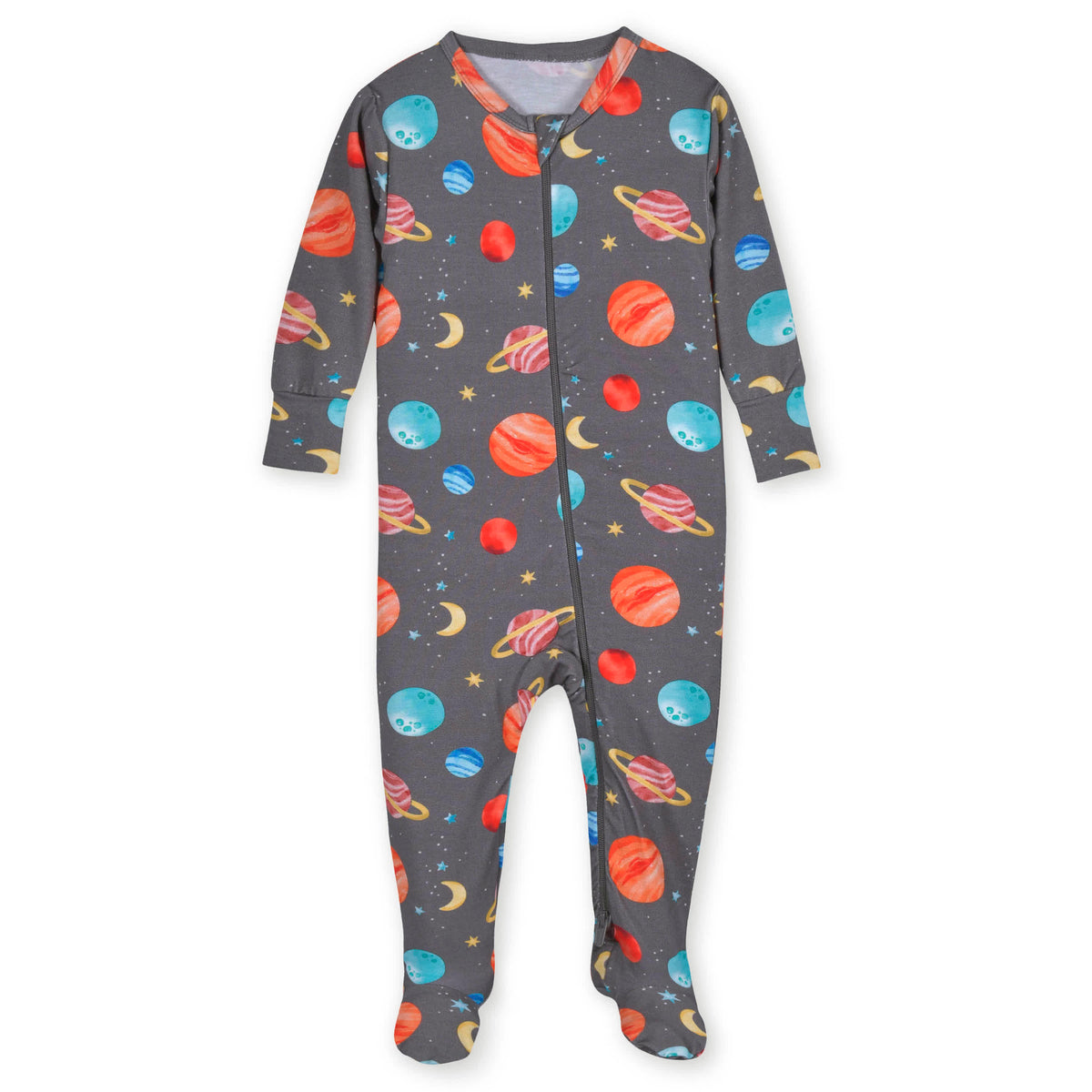 Baby & Toddler Outer Space Buttery Soft Viscose Made from Eucalyptus Snug Fit Footed Pajamas, view 2