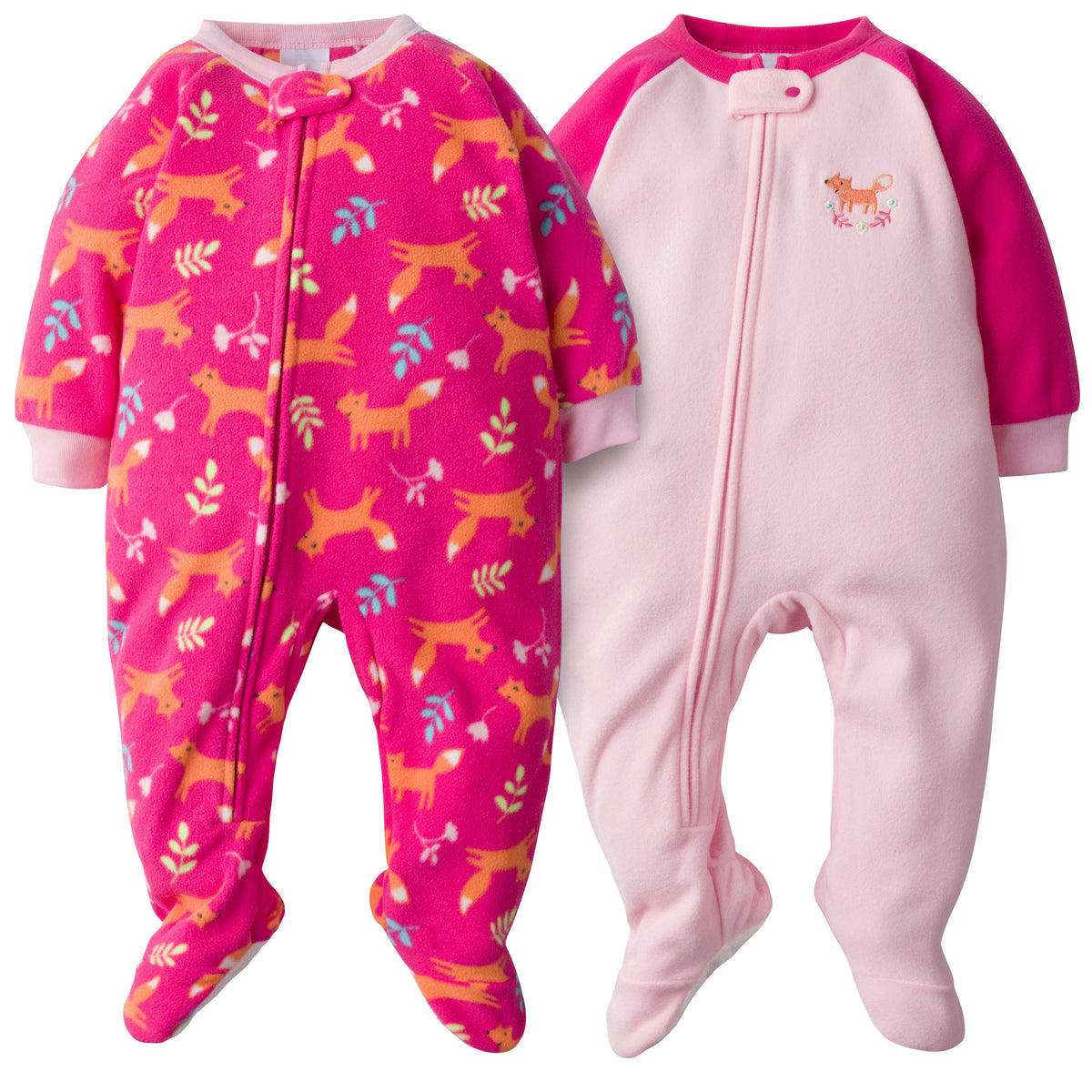 2-Pack Baby Girls Fox Blanket Sleepers
