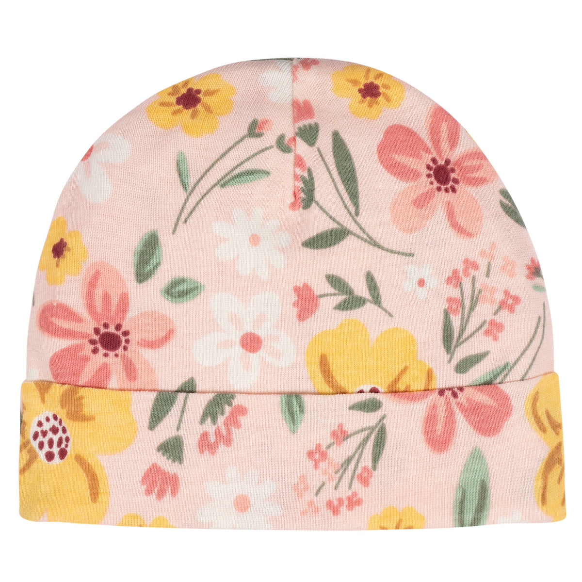 8-Piece Baby Girls Golden Floral No Scratch Mittens & Caps Set, view 6