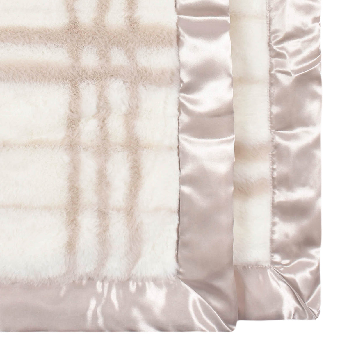 Baby Neutral Tan Plaid Plush Blanket, view 4