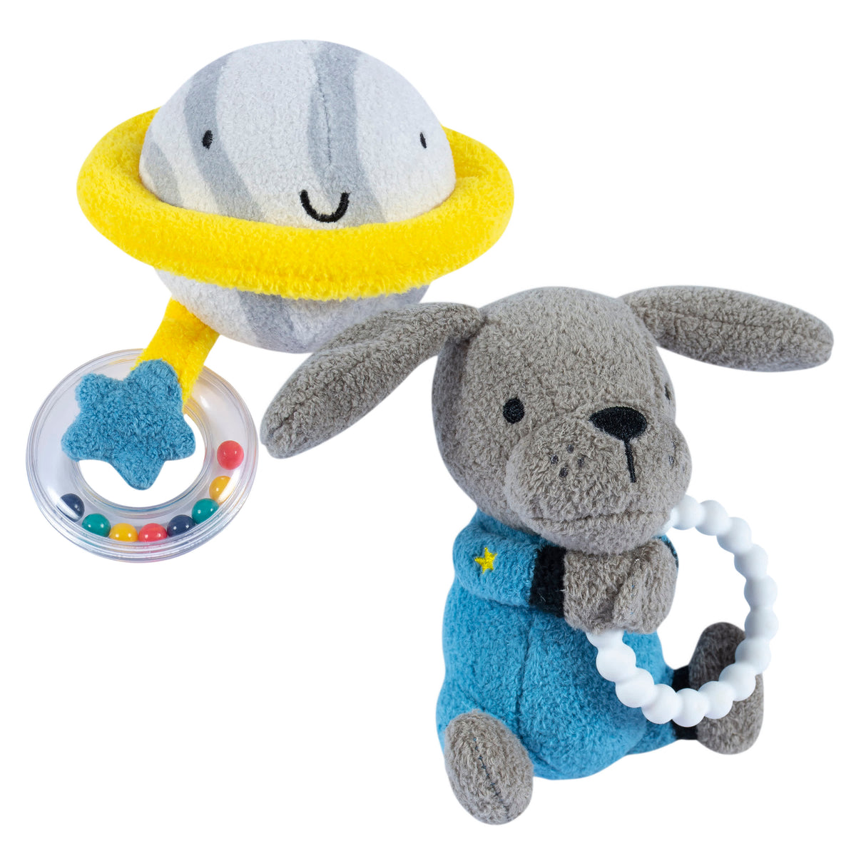 2-Piece Baby Space Rattle and Teether Set