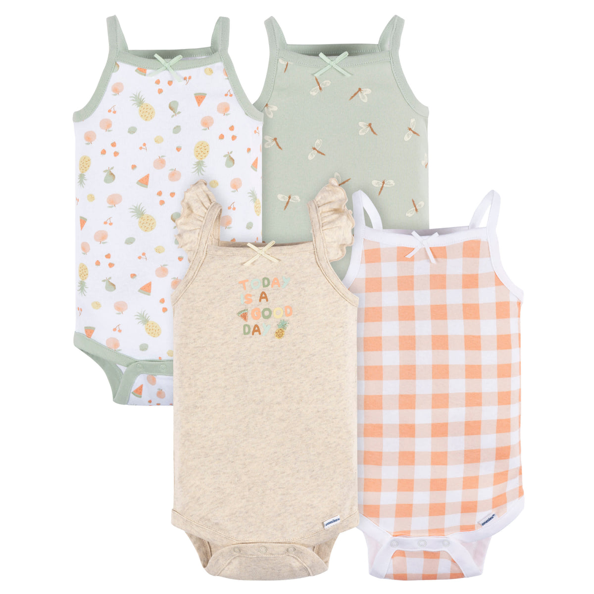 4-Pack Baby Girls Picnic Onesies Bodysuits