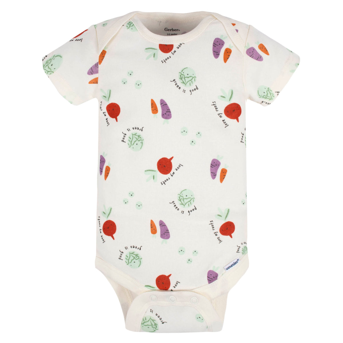5-Pack Baby Neutral Happy Veggies Onesies Bodysuits, view 6