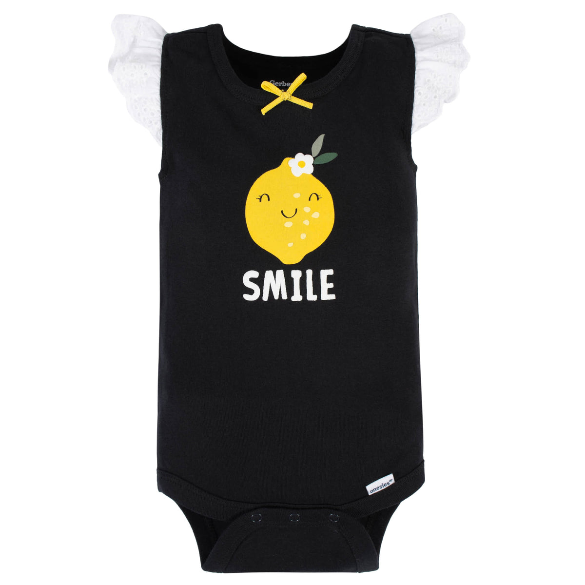 4-Pack Baby Girls Lemon Squeeze Tank Onesies Bodysuits, view 4