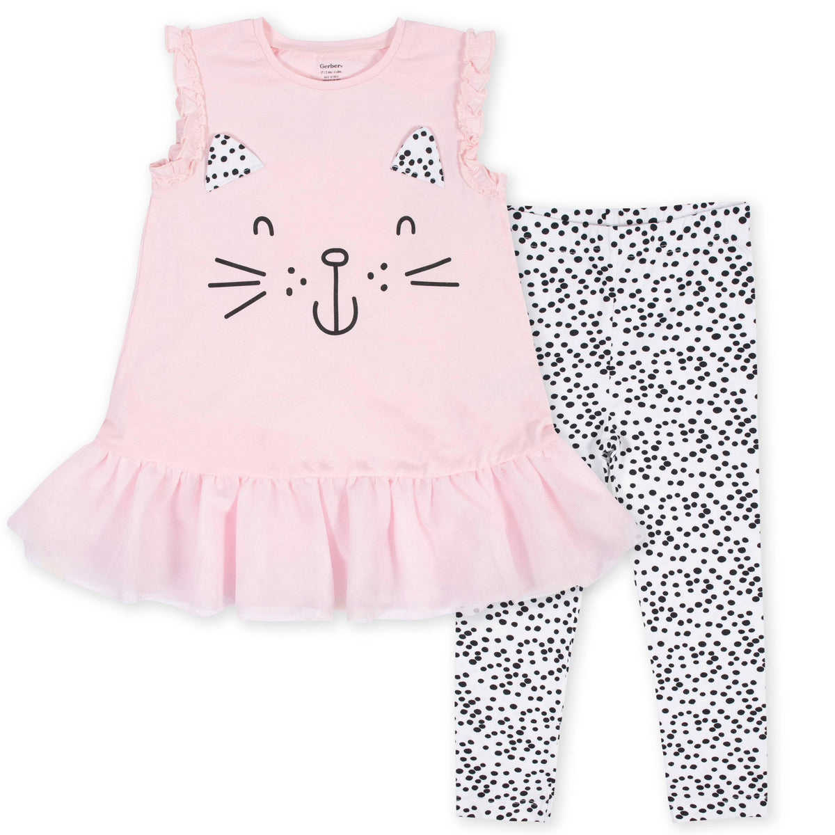 2-Piece Toddler Girls Kitty Tunic Set
